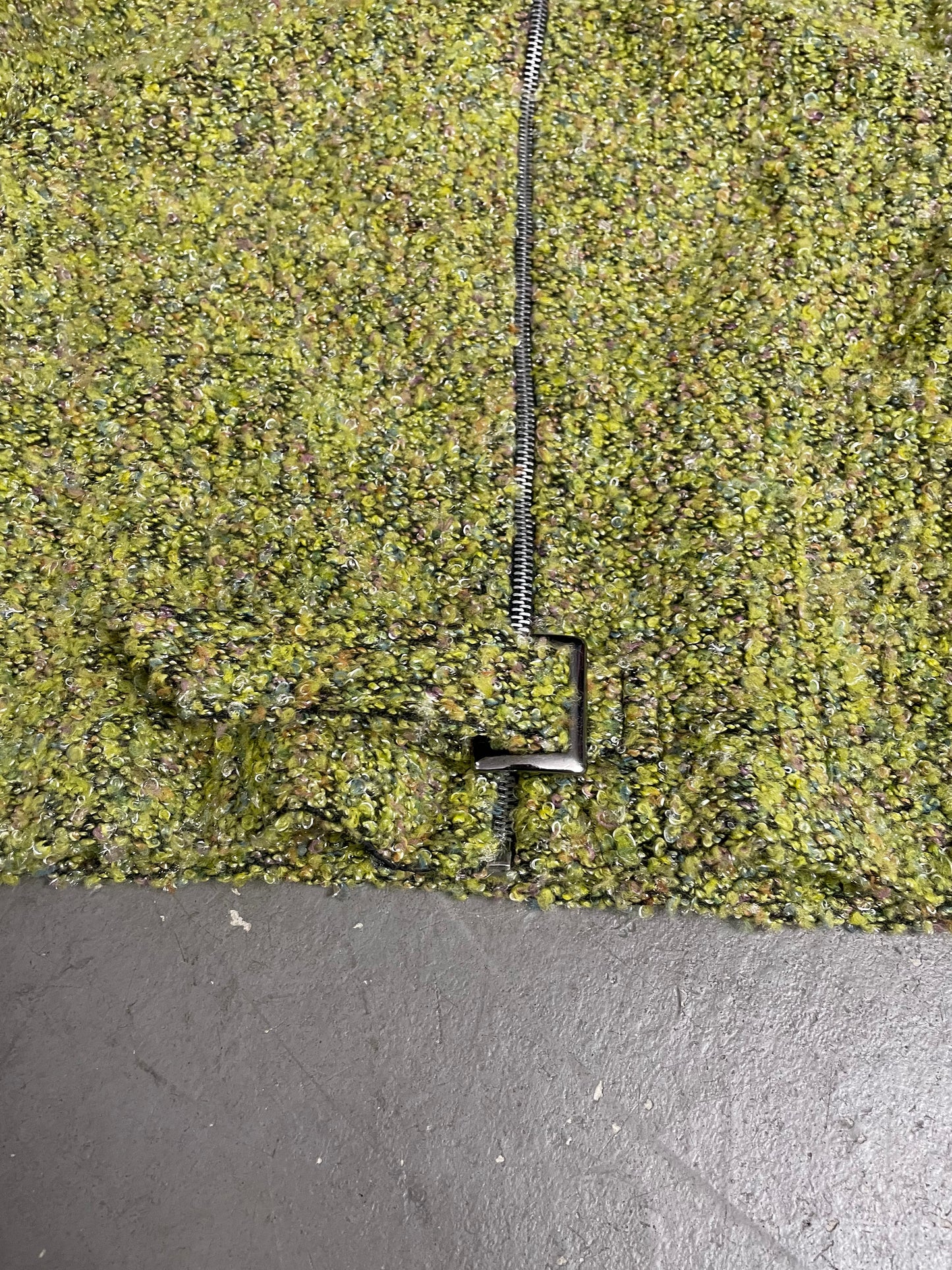 lime green bouclé jacket