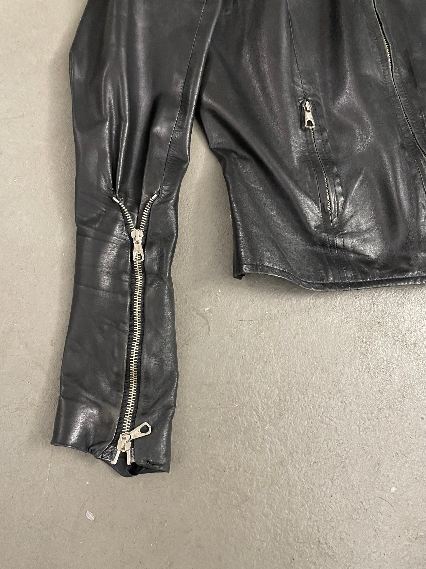 Plein Sud black leather slim fit jacket