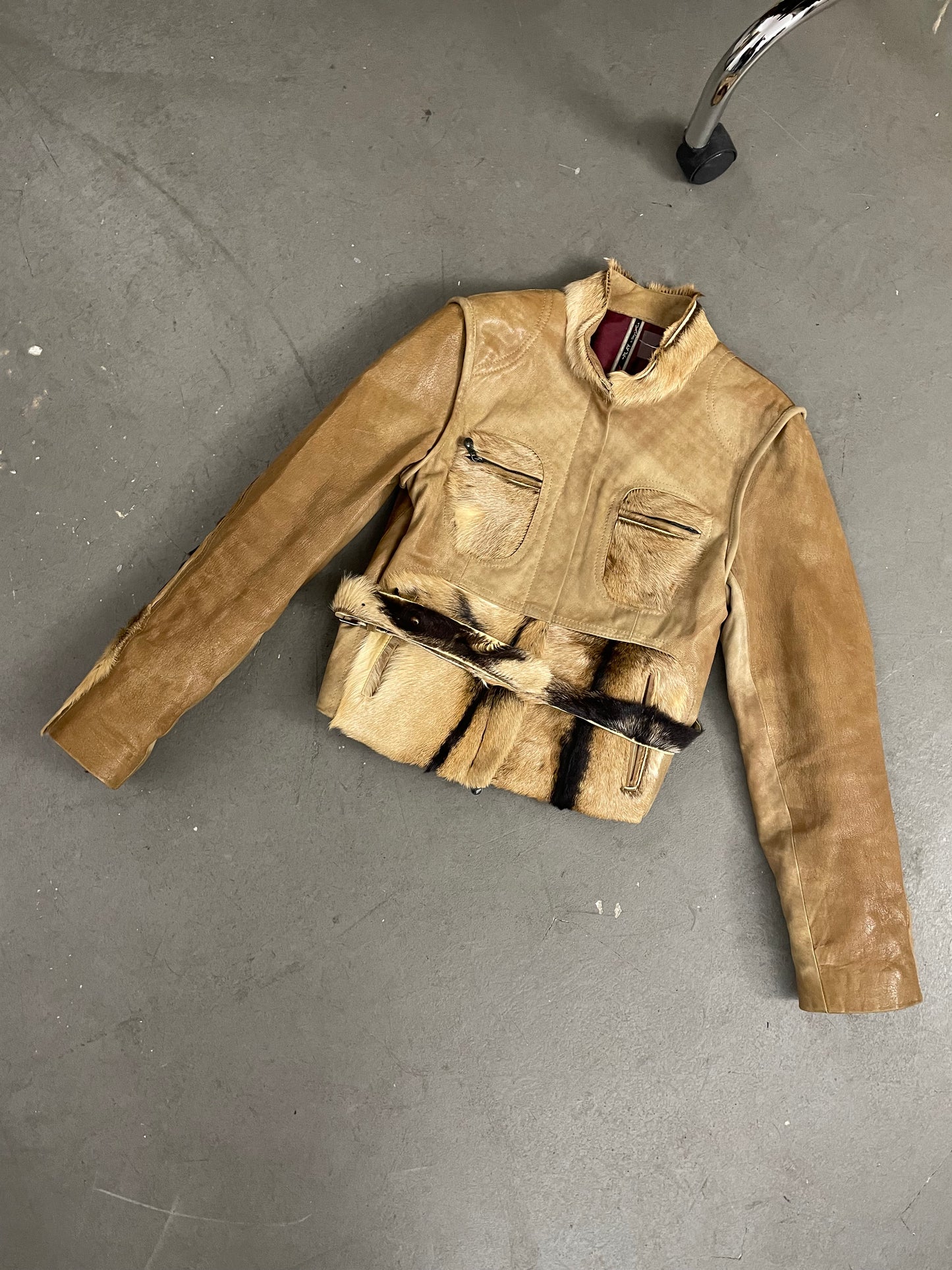 E-play leather and pony hair jacket