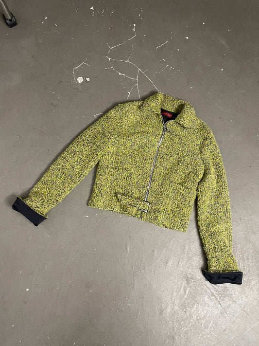 lime green bouclé jacket